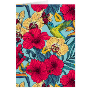 Tropical Florals and Hummingbird - Summer Botanica
