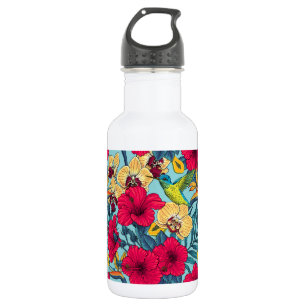 Tropical Florals and Hummingbird - Summer Botanica 532 Ml Water Bottle