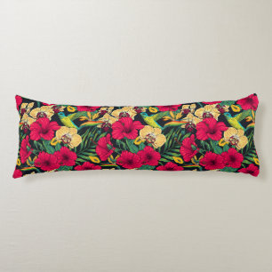 Tropical Florals and Hummingbird - Summer Botanica Body Pillow