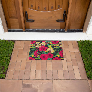 Tropical Florals and Hummingbird - Summer Botanica Doormat