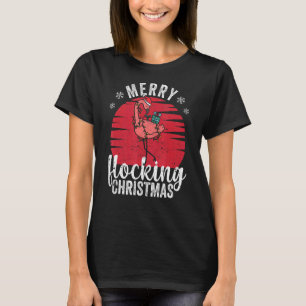 Tropical Florida Flamingo Xmas PJs Merry Flocking T-Shirt