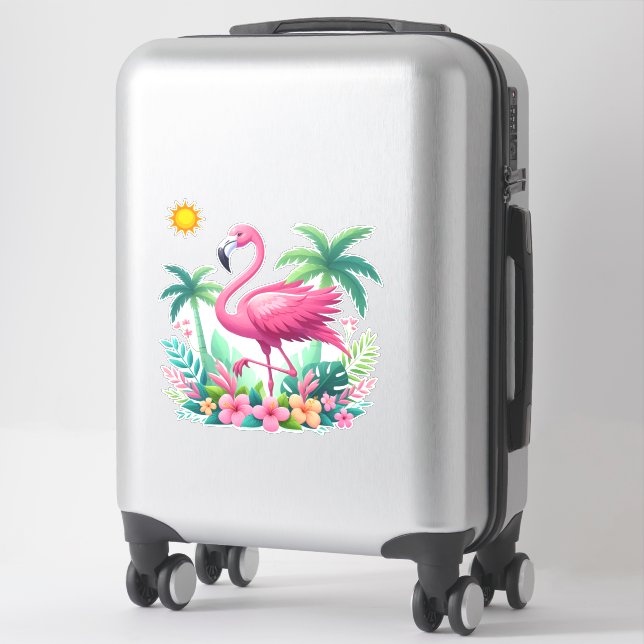 Tropical/Florida pink flamingo (Suitcase)