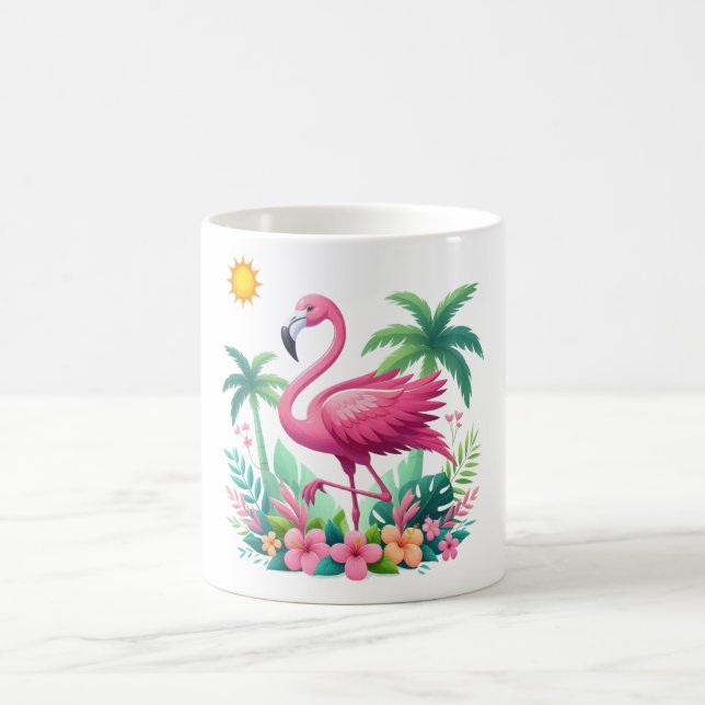 Tropical/Florida pink flamingo Coffee Mug (Center)