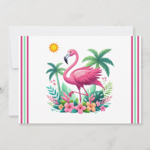 Tropical/Florida pink flamingo Holiday Card