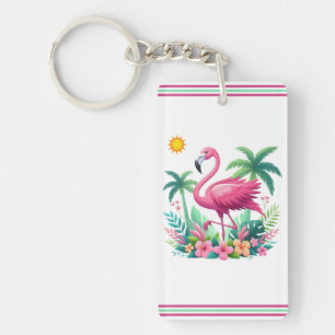 Tropical/Florida pink flamingo Keychain