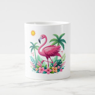 Tropical/Florida pink flamingo Large Coffee Mug