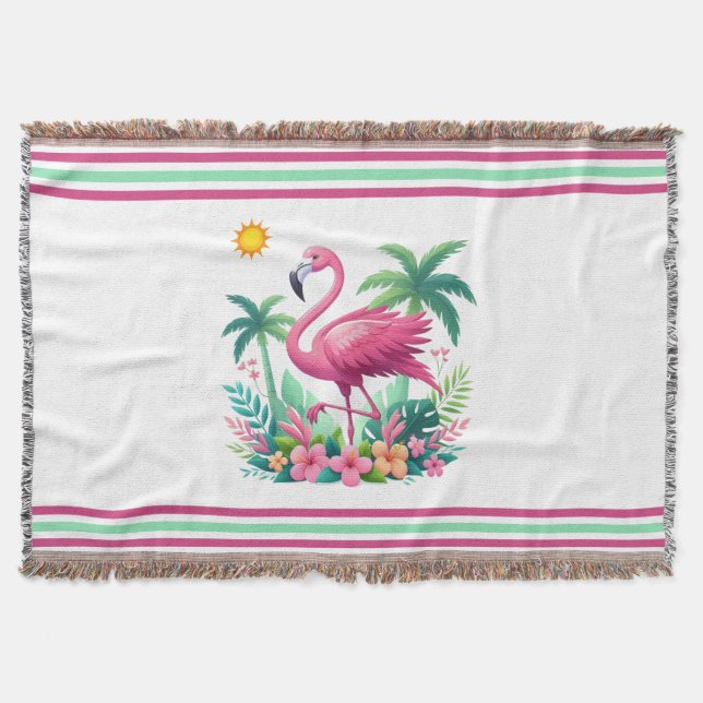 Tropical/Florida pink flamingo Throw Blanket (Front)