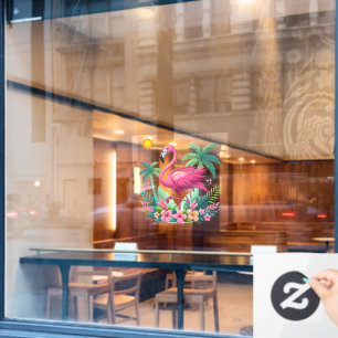 Tropical/Florida pink flamingo Window Cling