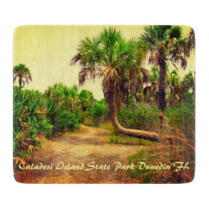 Tropical Florida Trail Lined with Palm Trees Cutting Board