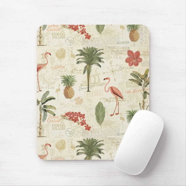 Tropical Floridian Pattern Mouse Pad (With Mouse)