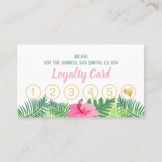 Tropical Flower 6th Appointment Personalized Loyalty Card