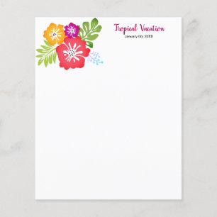 Tropical Flower and Leaves Scrapbooking Paper