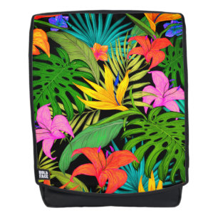 Tropical flower and palm leaf Hawaiian colourful Backpack