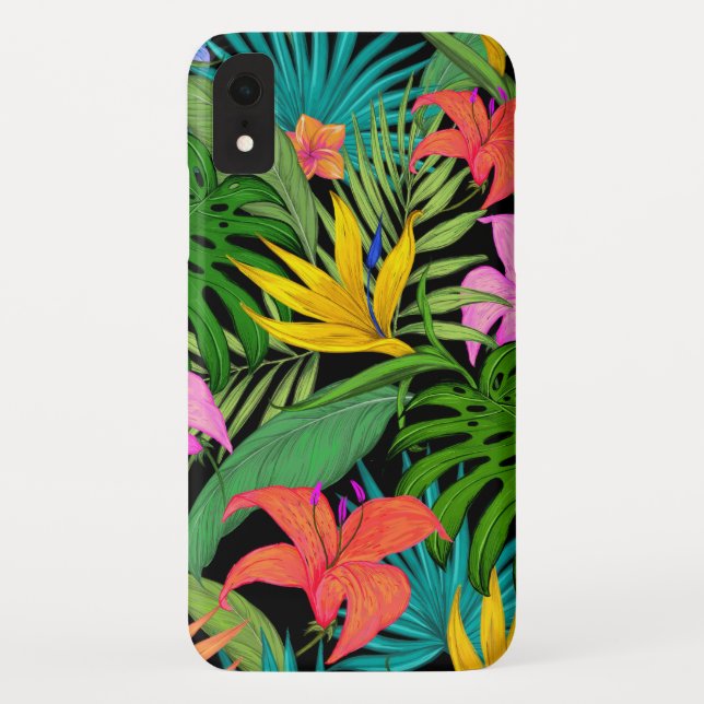 Tropical flower and palm leaf Hawaiian colourful Case-Mate iPhone Case (Back)