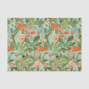 Tropical Flower And Palm Rainforest Tissue Paper