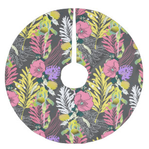 Tropical Flower Art: Original Pattern. Brushed Polyester Tree Skirt
