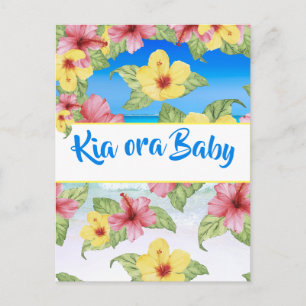 Tropical Flower Baby Shower Beach Kia Ora Baby Postcard