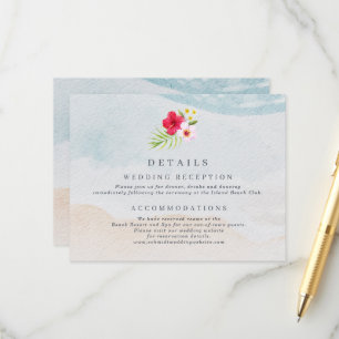 Tropical Flower Beach Wedding Details Enclosure Card
