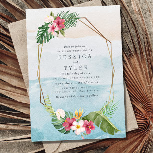 Tropical Flower Beach Wedding Invitation