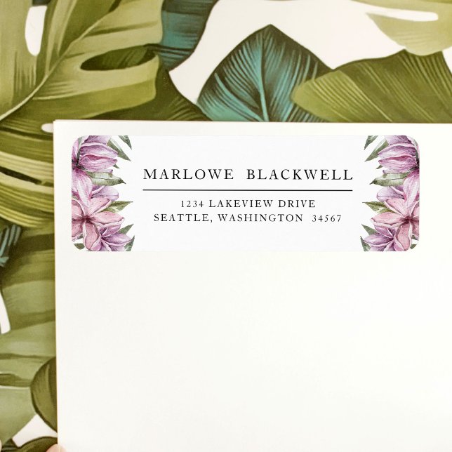 Tropical Flower Botanical Return Address Label (Creator Uploaded)