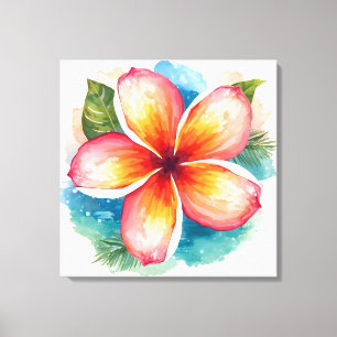 Tropical Flower, Frangipani Bloom in Paradise  Canvas Print