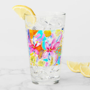 Tropical Flower Glass Tumbler