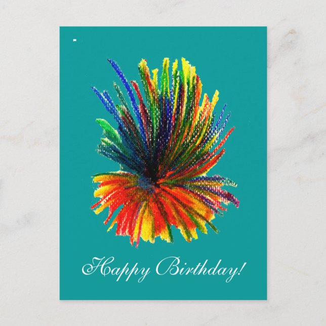 Tropical Flower Happy Birthday Card (Front)