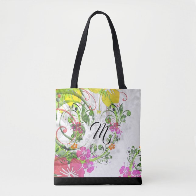Tropical flower hibiscus tote bag (Front)