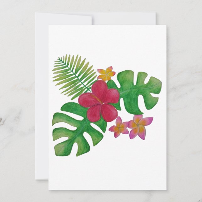 Tropical flower invitation (Front)