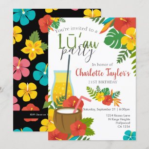 Tropical Flower Luau Party Invitation