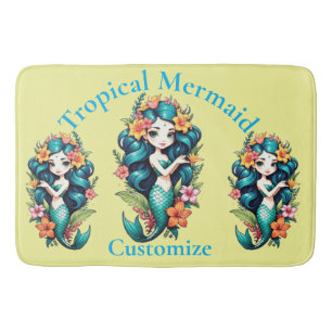 Tropical Flower Mermaid Thunder_Cove Bath Mat