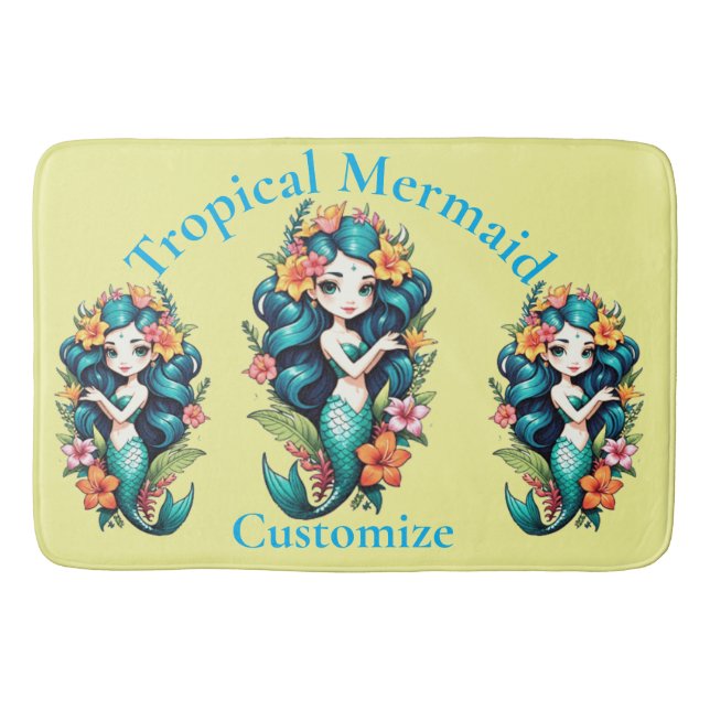Tropical Flower Mermaid Thunder_Cove Bath Mat (Front)
