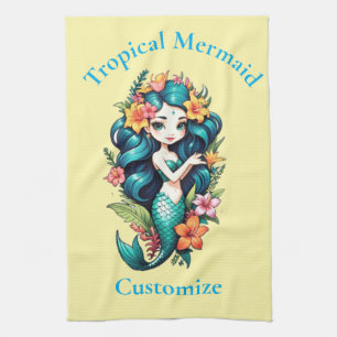 Tropical Flower Mermaid Thunder_Cove Kitchen Towel
