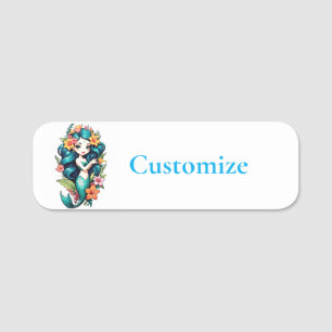 Tropical Flower Mermaid Thunder_Cove Name Tag