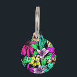 Tropical Flower Mix Thunder_Cove Pet Tag<br><div class="desc">A colourful blend of various tropical or jungle flowers to customize,  personalize by changing to your name</div>