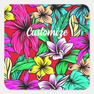 Tropical Flower Mix Thunder_Cove Square Sticker