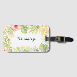 Tropical Flower Pastel Floral Design Personalize Luggage Tag