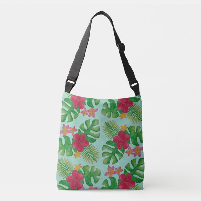 Tropical flower pattern crossbody bag (Front)