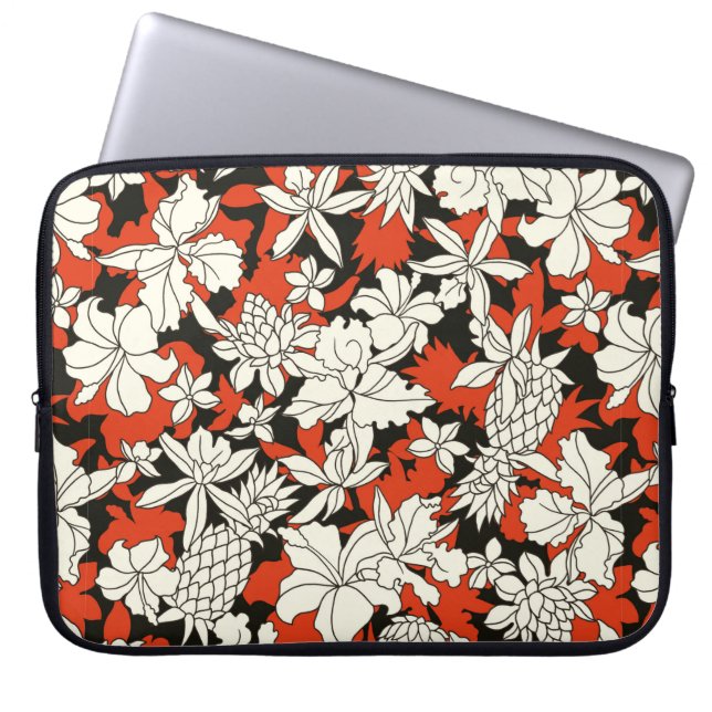 Tropical flower pattern laptop sleeve (Front)