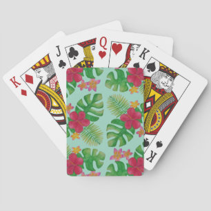 Tropical flower pattern playing cards