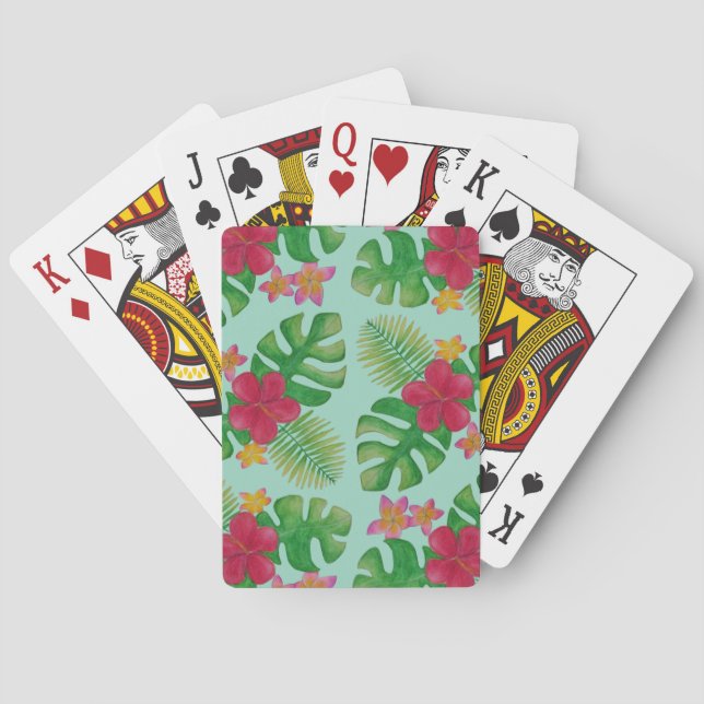 Tropical flower pattern playing cards (Back)