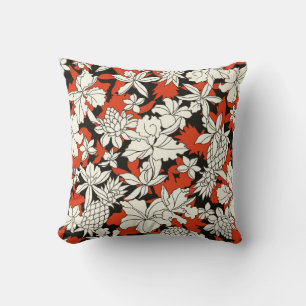 Tropical flower pattern throw pillow
