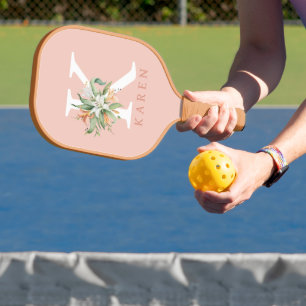 Tropical Flower Personalizable Monogram Pickleball Paddle