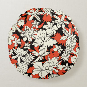 Tropical Flower Seamless Exotic Pattern Round Pillow