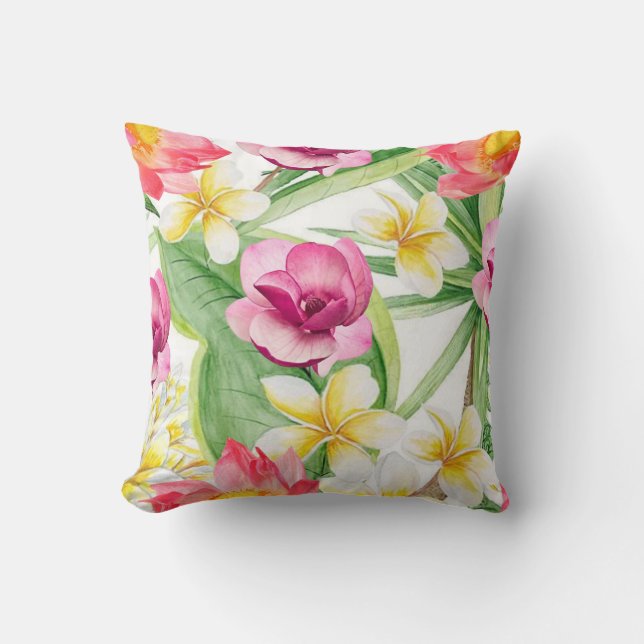 Tropical Flower Throw Pillow (Front)