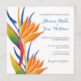Tropical flower wedding invitation