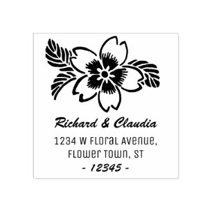 Tropical Flower Wildflower   Name Return Address Rubber Stamp