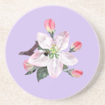 Tropical Flower With Bee Pattern Coaster