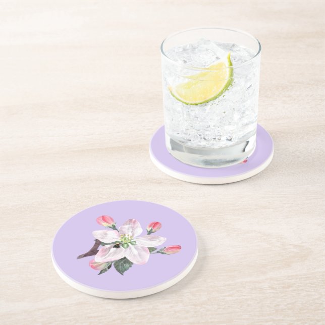 Tropical Flower With Bee Pattern Coaster (Side)