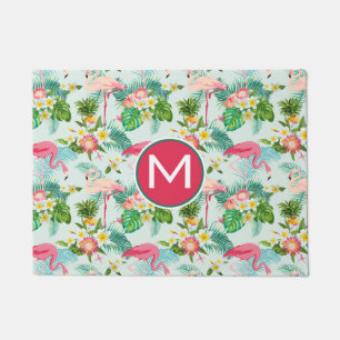 Tropical Flowers And Birds   Add Your Initial Doormat